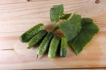 Cucumbers on table