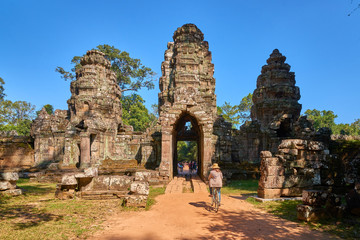 Naklejka premium Ancient of Prasat Preah Khan temple at Angkor Wat complex, Angkor Wat Archaeological Park in Siem Reap, Cambodia UNESCO World Heritage Site
