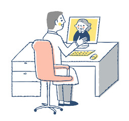 オンライン診察をする医者