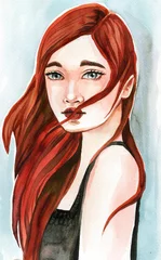 Photo sur Plexiglas Inspiration picturale Illustration représentant un portrait d& 39 une belle jeune fille.