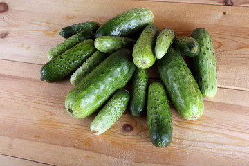 Cucumbers on table