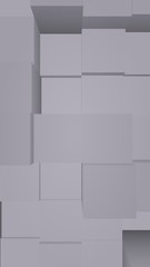 Abstract gray elegant cube geometric background. Chaotically advanced rectangular bars. 3D Rendering, 3D illustration
