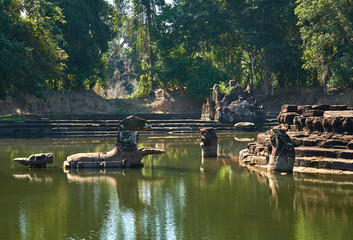 Neak Pean temple on the artificial island at Angkor Wat complex, Angkor Wat Archaeological Park in Siem Reap, Cambodia UNESCO World Heritage Site