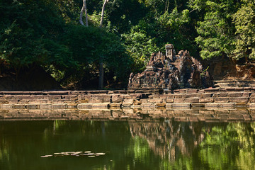 Fototapeta na wymiar Neak Pean temple on the artificial island at Angkor Wat complex, Angkor Wat Archaeological Park in Siem Reap, Cambodia UNESCO World Heritage Site