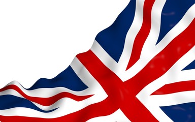 Waving flag of the Great Britain. British flag. United Kingdom of Great Britain and Northern Ireland. State symbol of the UK. 3D illustration