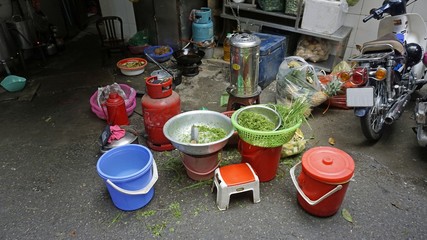 street market scene in hanoi