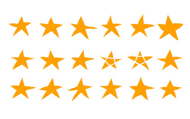 Stars set in doodle style. Vector illustartion.