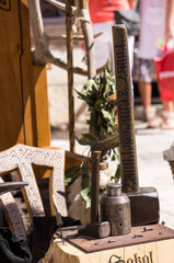 Old hammer in a blacksmith workshop