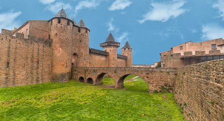 Fototapeta na wymiar Carcassone Fortress Medieval castel in south of France.