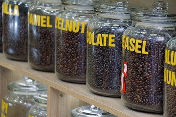 coffee beans in a shop in vietnam