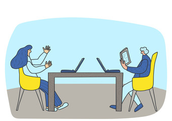 People sitting in the chair. Vector person.