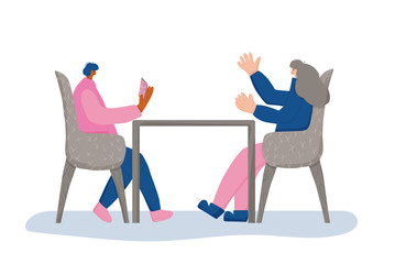 People sitting in the chair. Vector person.