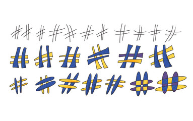 Hashtag vector hand drawn sign. Hash tag symbol.