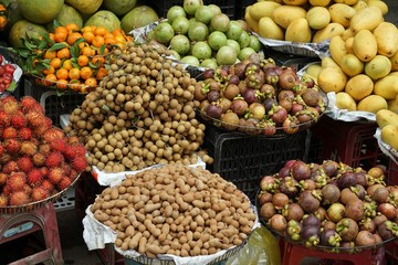 colorful food market in hue