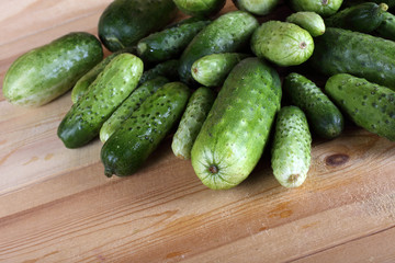 Cucumbers on table