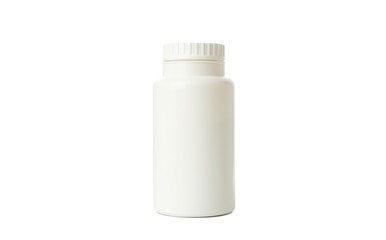 Blank bottle of talcum powder isolated on white background