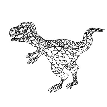 
Dinosaur coloring pages. Linear drawing of a dinosaur for coloring. Hobbies and entertainment for children and adults. Vector image.