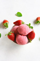 Strawberry ice cream with fresh berries