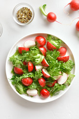 Radish salad with lettuce leaves