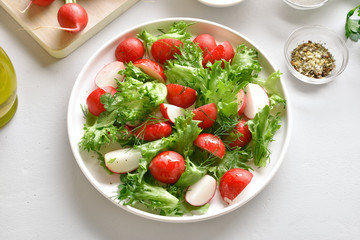 Radish salad with lettuce leaves