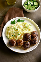 Minced meat cutlets with mashed potatoes