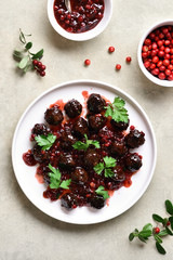 Meatballs with cranberry sauce