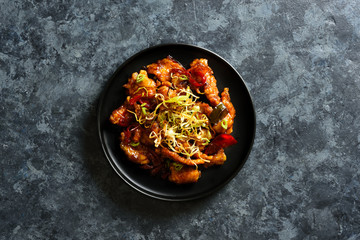 Spicy garlic fried chicken (Kkanpunggi)
