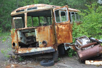 Abandoned radioactive bus