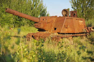 Abandoned soviet military tank