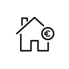 minimal home money icon - web homepage symbol cost - vector website sign