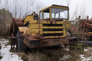 Fototapeta na wymiar Abandoned radioactive military vehicle
