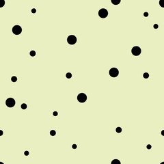 Dotted seamless pattern. Black Polka Dot on beige background Background. Vector illustration. Monochrome minimalist graphic design. Wallpaper, furniture fabric, textile