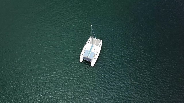 The drone flew in the picture to slowly revolve around the Kantamara boat.