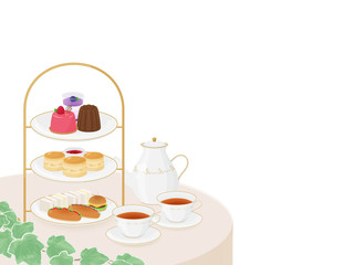 アフタヌーンティーのフレームイラスト