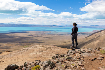 View of Argentinean lake, from the top of mount "Cerro Moyano"