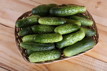 Cucumbers on table