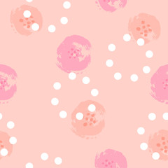 Pink seamless pattern with hand drawn style rounds. Vector illustration.