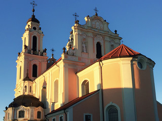 Saint Catherine Church in old town of Vilnius at sunset