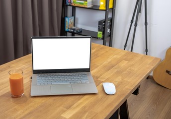 Remotely working at home office.