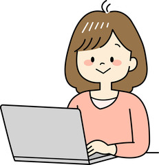 パソコンを操作する女性