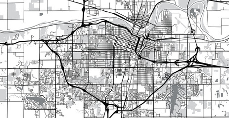 Fototapeta na wymiar Urban vector city map of Topeka, USA. Kansas state capital