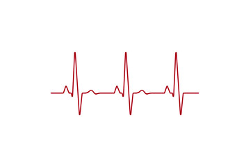 Heart rate graph. Heart beat line. Ekg icon wave. Red color. Sound wave line. Medical design. Stock vector illustration.