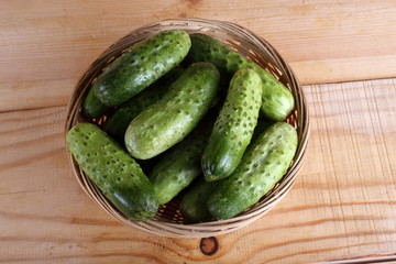 Cucumbers on table