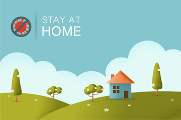 Naklejka premium Stay at home logo Vector illustration