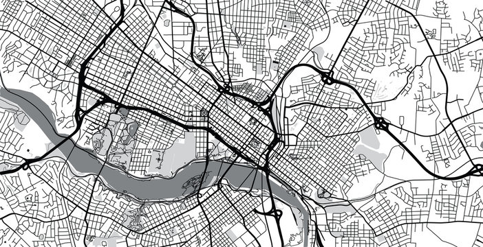 Urban vector city map of Richmond, USA. Virginia state capital