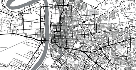 Urban vector city map of Baton Rouge, USA. Louisiana state capital