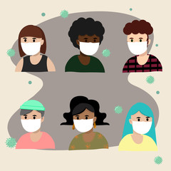 Peoples wearing mask to protect germs and virus
