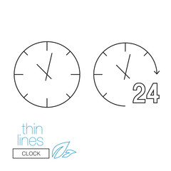 Thin line icon. Icons on the theme of time. Wall Clock