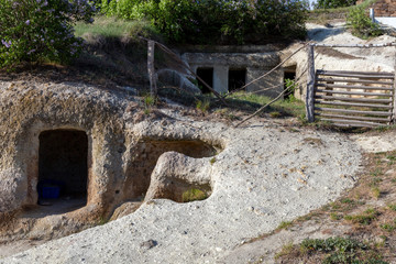 Cave apartments in Noszvaj, Hungary.