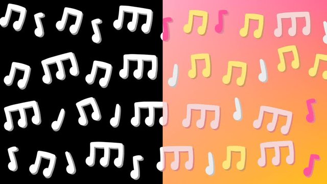 musical notes shaking under a musical rhythm on a sunny background - animation